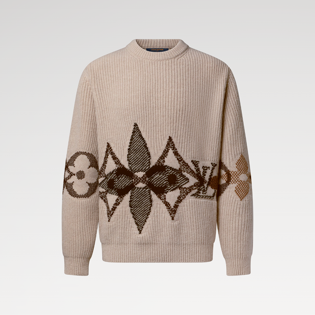 1AJBVT Graphic Knitted Crewneck Pebble Monogram Cotton