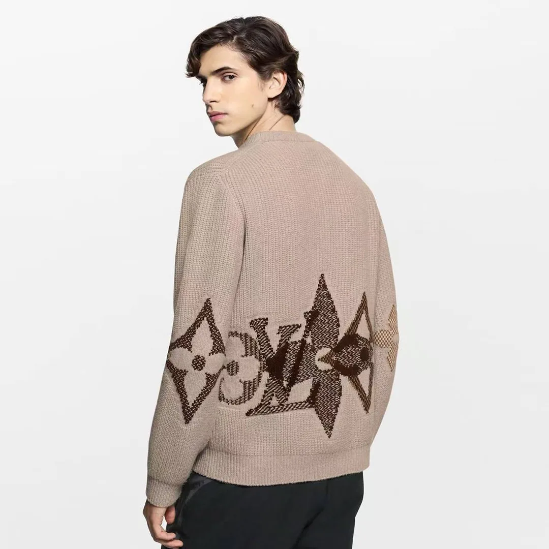 1AJBVT Graphic Knitted Crewneck Pebble Monogram Cotton