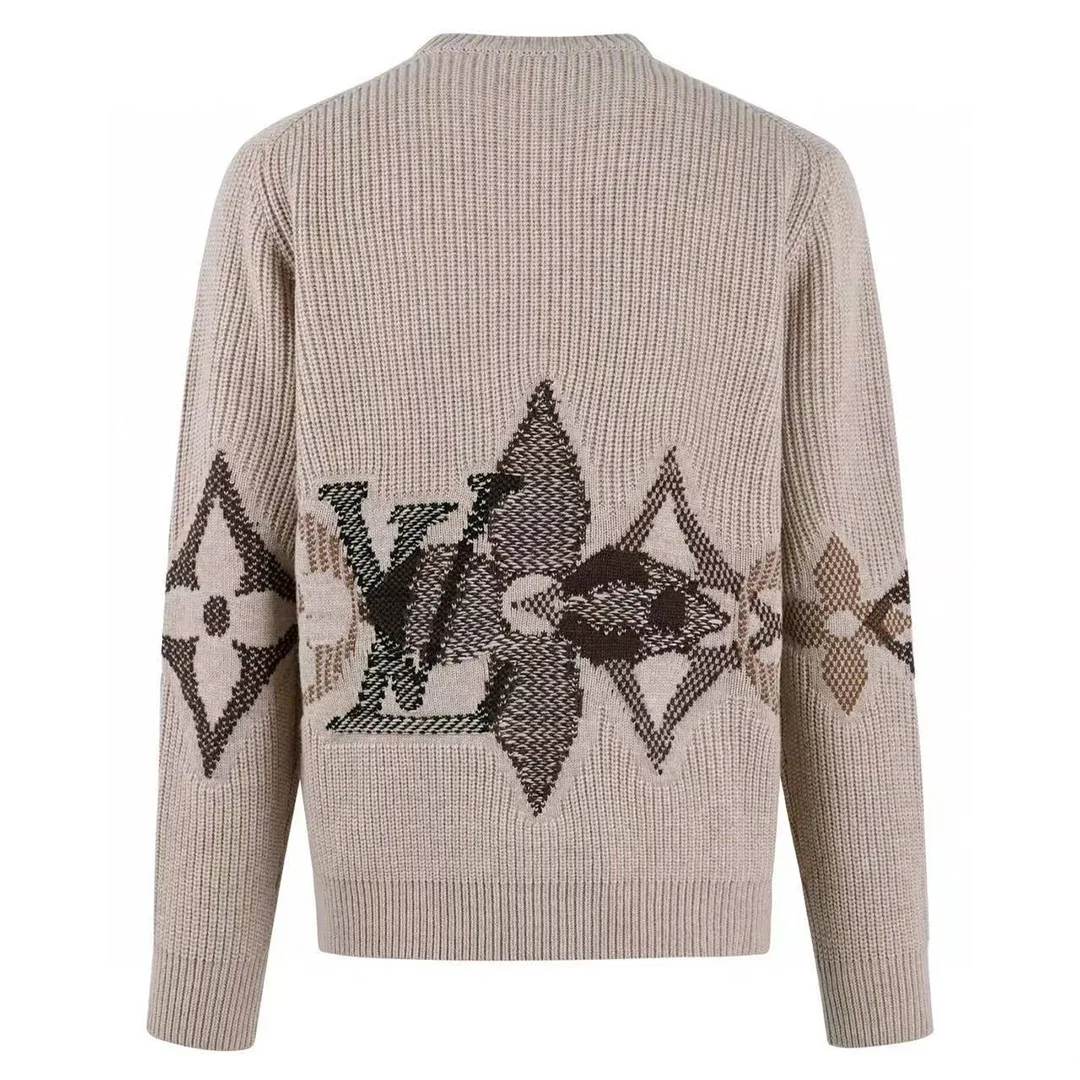 1AJBVT Graphic Knitted Crewneck Pebble Monogram Cotton