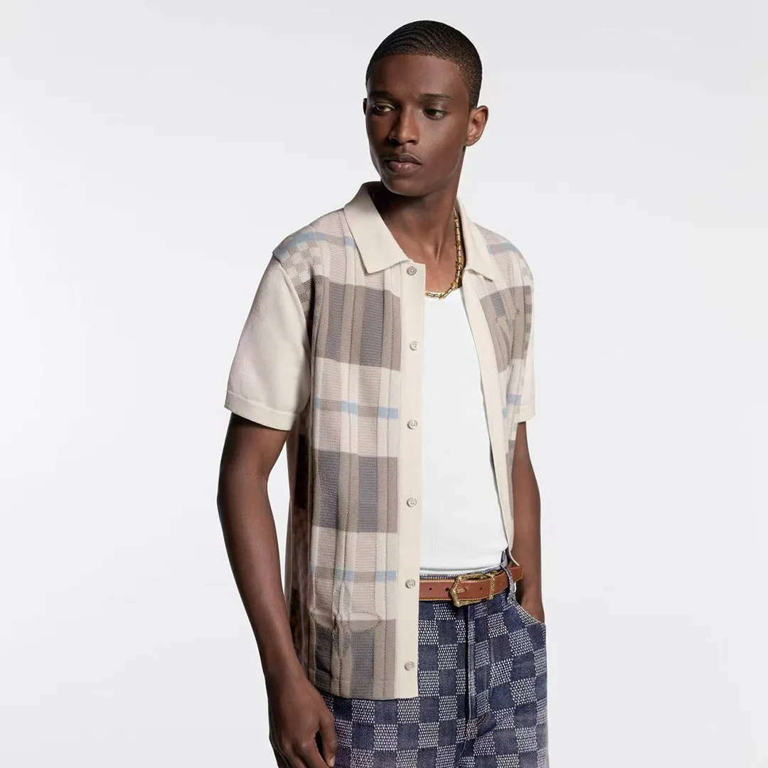 1AJTVO Graphic Jacquard Short-Sleeved Shirt Monogram Multicolor Cotton