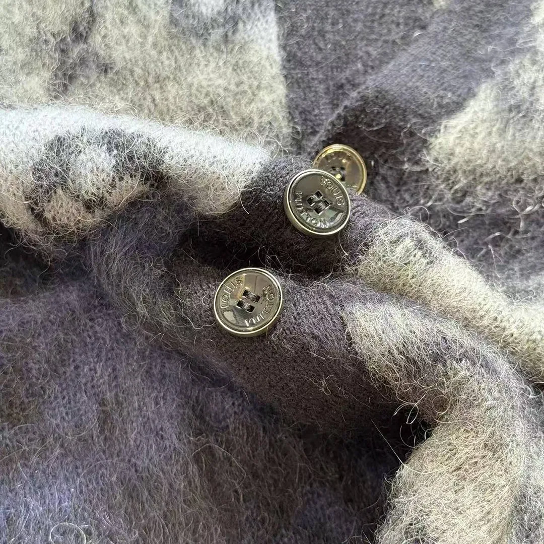 1AIOX5 Monogram Mohair Cardigan Blue Wool