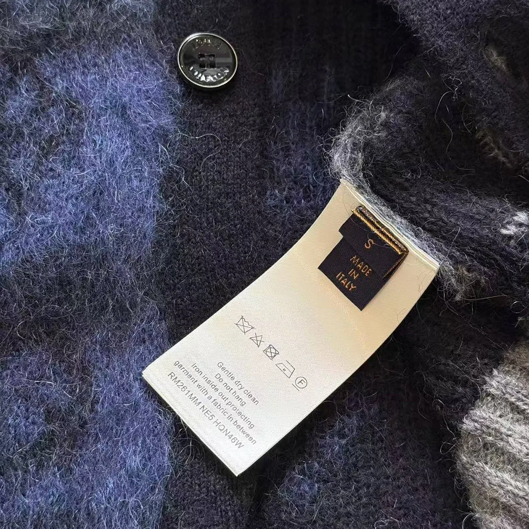 1AIOX5 Monogram Mohair Cardigan Blue Wool