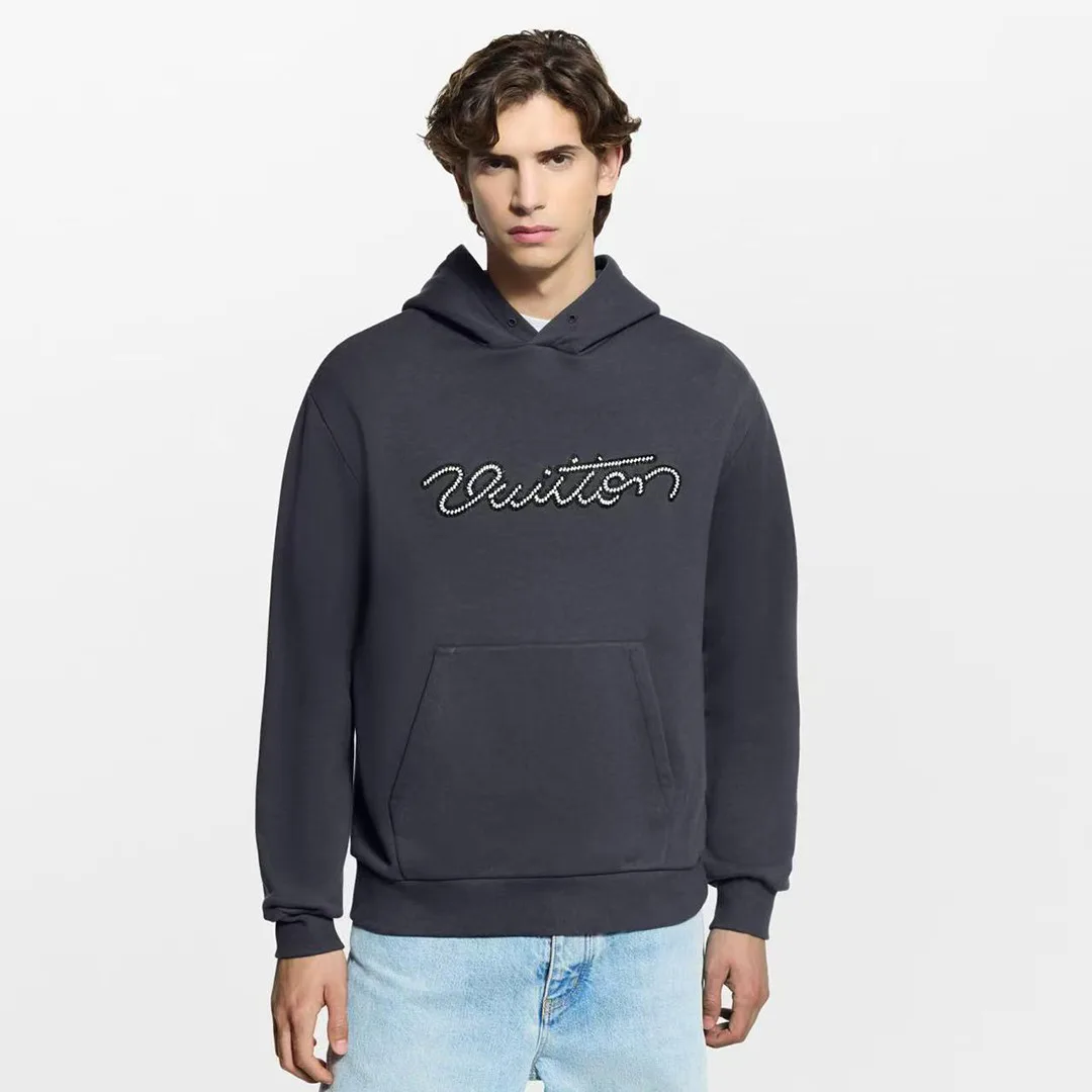 1AJCFP Embellished Signature Hoodie Obsidian Cotton