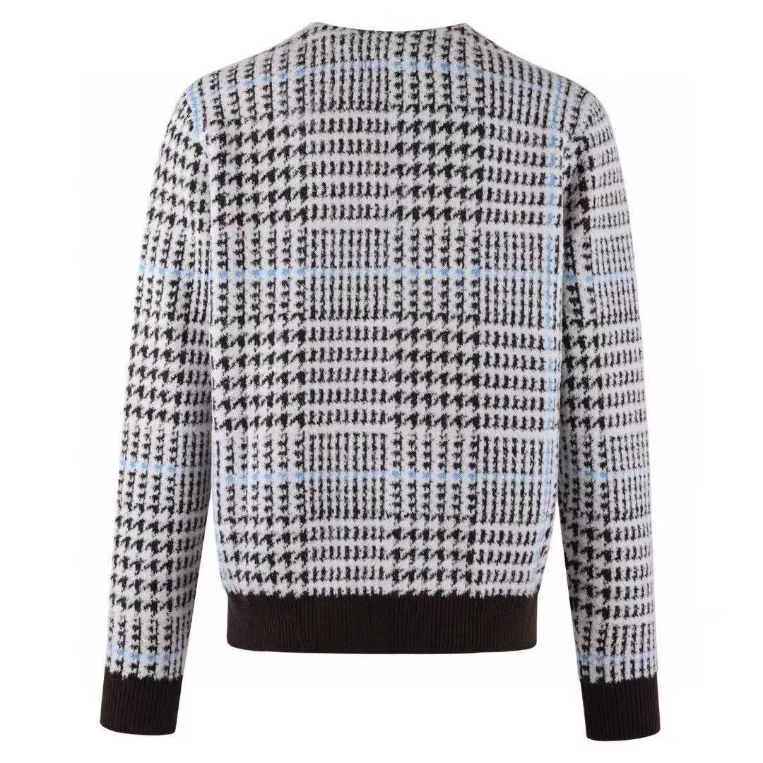 1AJBSP Textured Plaid Cardigan Multicolor Wool