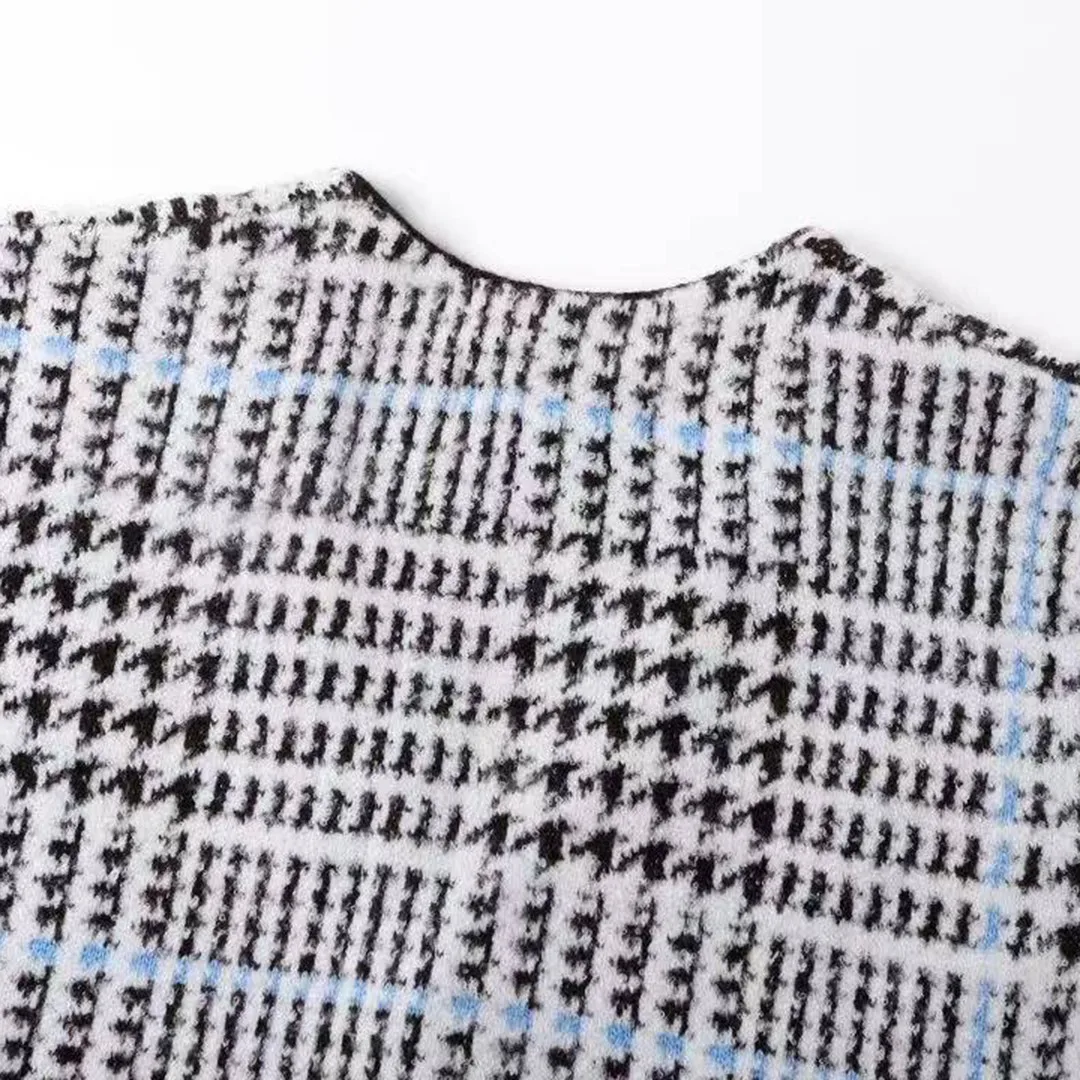 1AJBSP Textured Plaid Cardigan Multicolor Wool