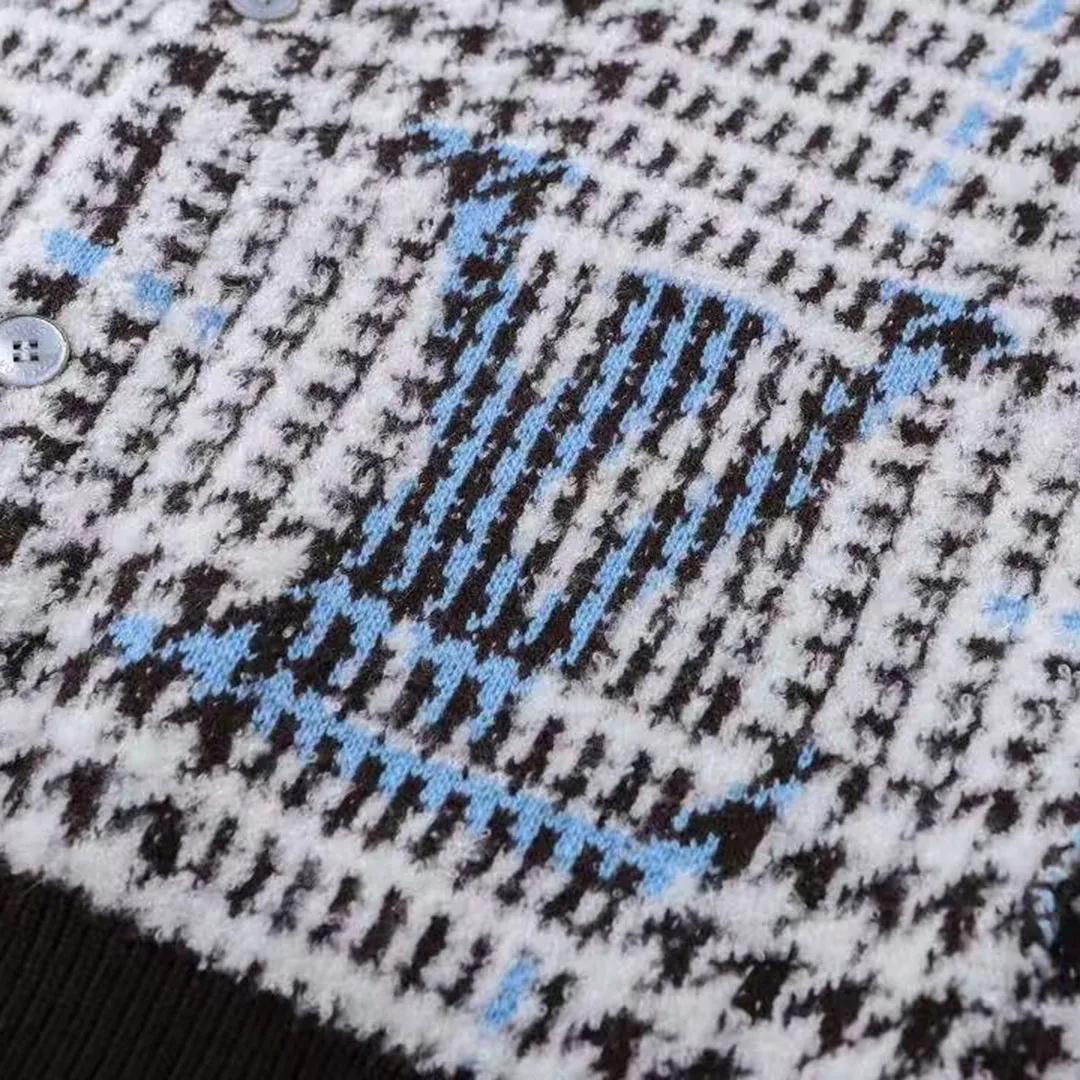 1AJBSP Textured Plaid Cardigan Multicolor Wool