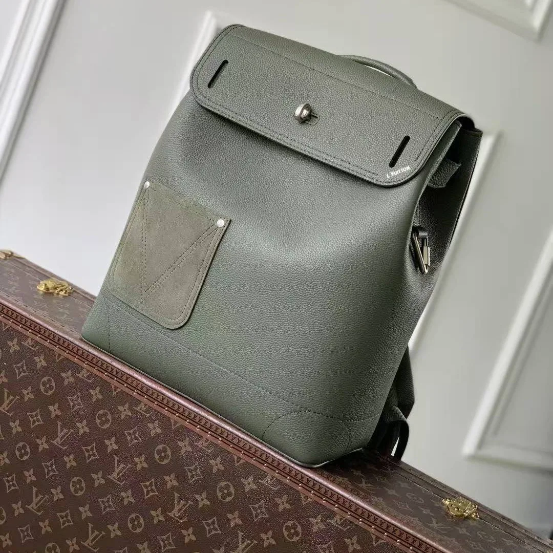M26852 Steamer Backpack Khaki Green Touch Calfskin Leather