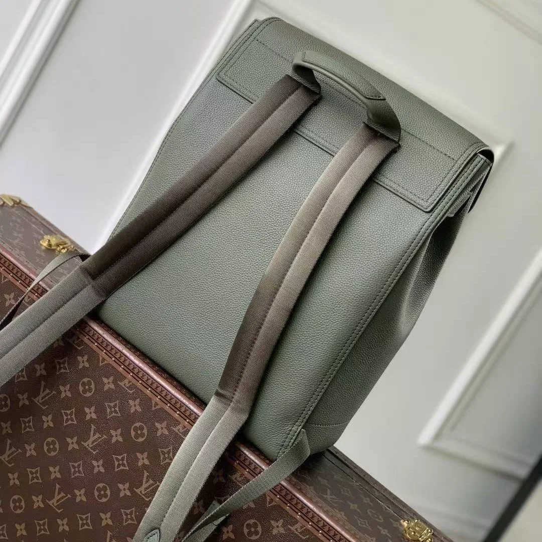 M26852 Steamer Backpack Khaki Green Touch Calfskin Leather