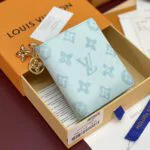 M28273 L.V Charms Pocket Wallet Monogram Origine Bleu Courrier Coated Canvas - M27721 1 M28273 L.V Charms Pocket Wallet Monogram Origine Bleu Courrier Coated Canvas