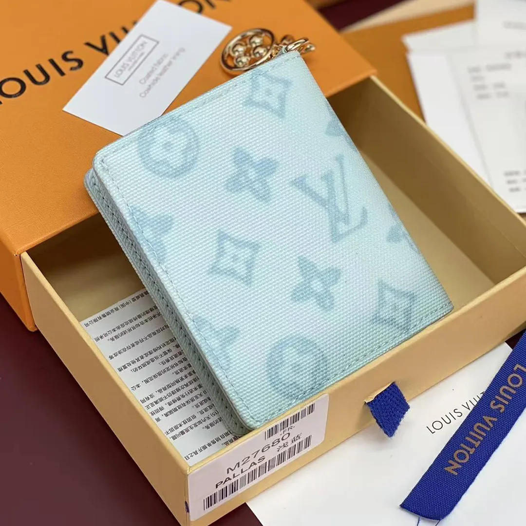 M28273 L.V Charms Pocket Wallet Monogram Origine Bleu Courrier Coated Canvas