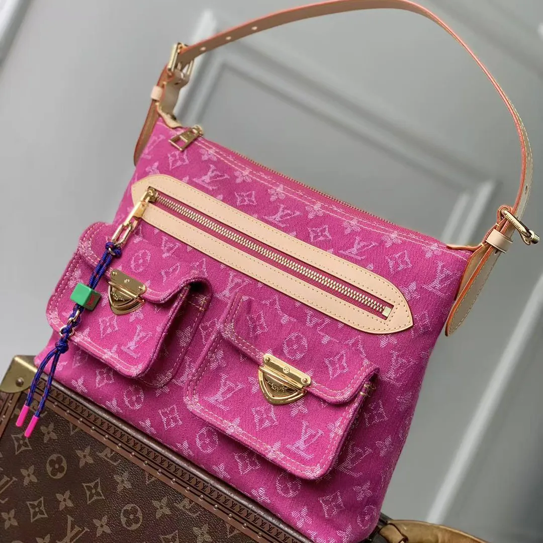 M28266 Baggy Monogram Fuchsia Denim