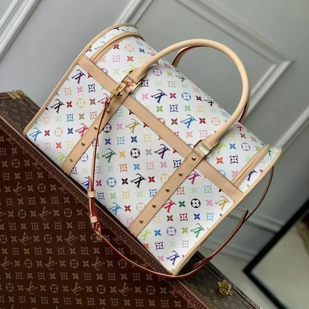 M13741 L.V x TM Dog Bag Pet Carrier Multicolored Monogram Coated Canvas