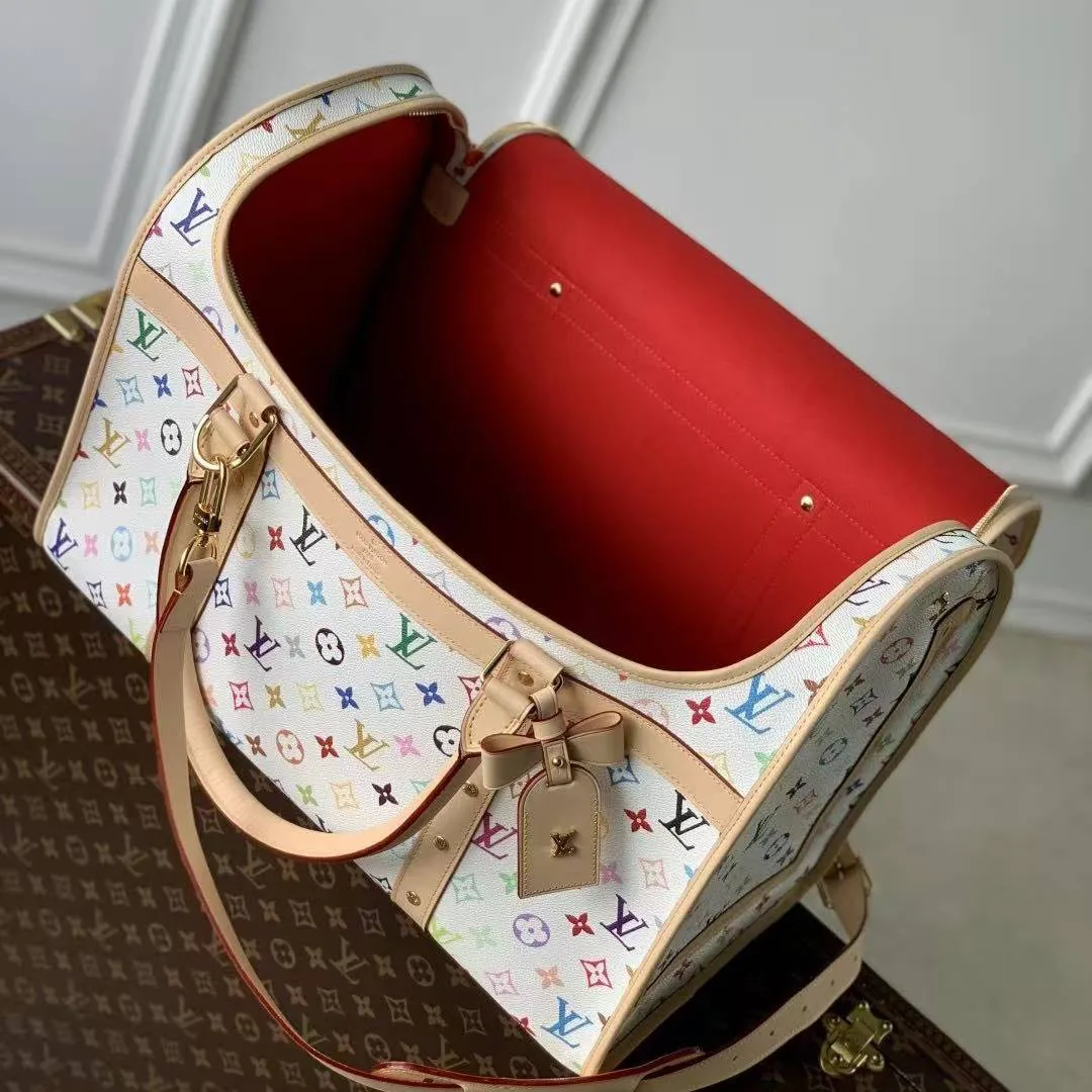 M13741 L.V x TM Dog Bag Pet Carrier Multicolored Monogram Coated Canvas