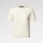 1AJZ85 Embroidered Monogram Knit Top Milk White Cashmere - 1AIWGN 1 1AJZ85 Embroidered Monogram Knit Top Milk White Cashmere