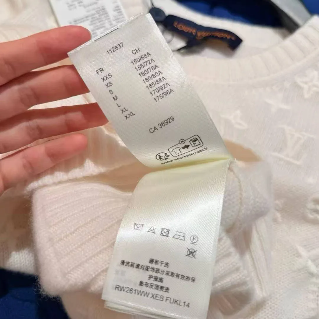 1AJZ85 Embroidered Monogram Knit Top Milk White Cashmere