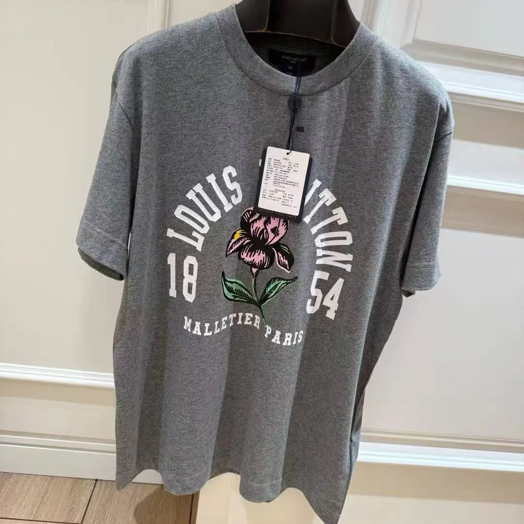 1AJZF9 Iris Print T-Shirt Mouse Gray 100% Cotton Jersey