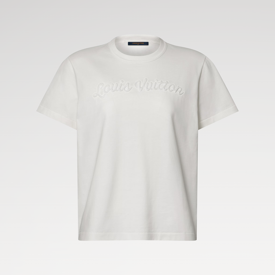 1AJZCD Signature Embroidery T-Shirt White 100% Cotton Interlock Jersey