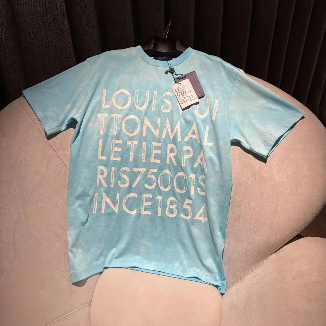 1AJUCX Tie-Dye Printed T-Shirt 100% Cotton Turquoise
