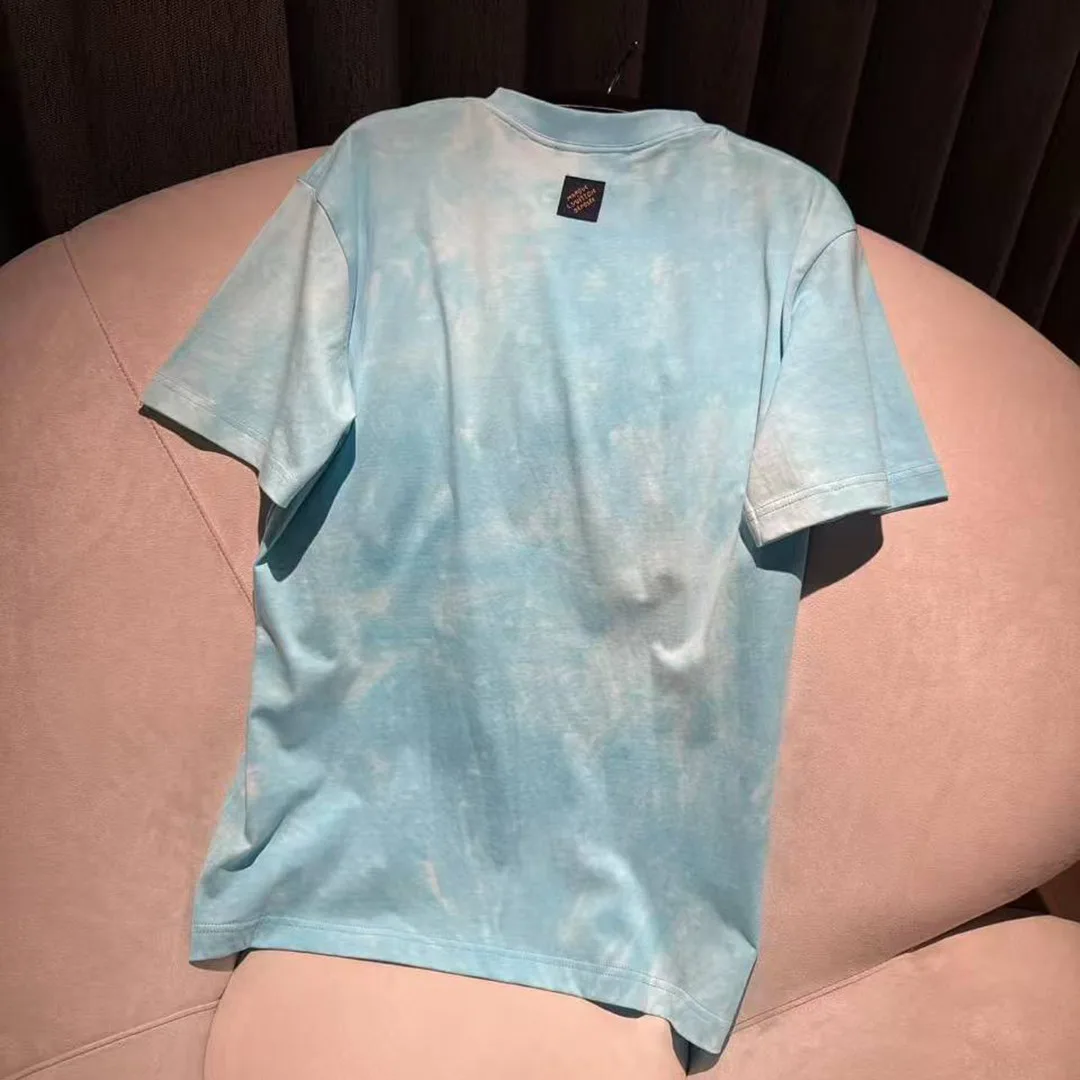 1AJUCX Tie-Dye Printed T-Shirt 100% Cotton Turquoise