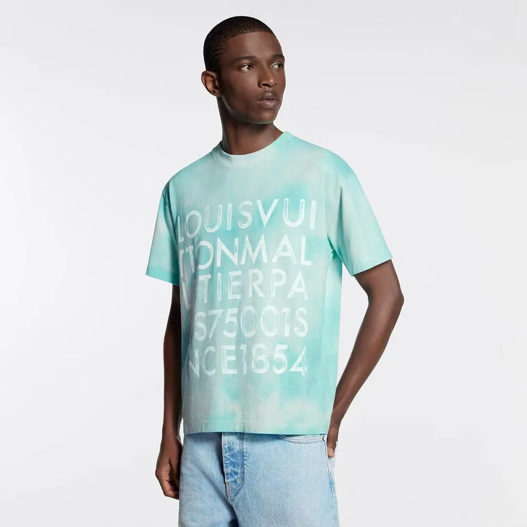 1AJUCX Tie-Dye Printed T-Shirt 100% Cotton Turquoise