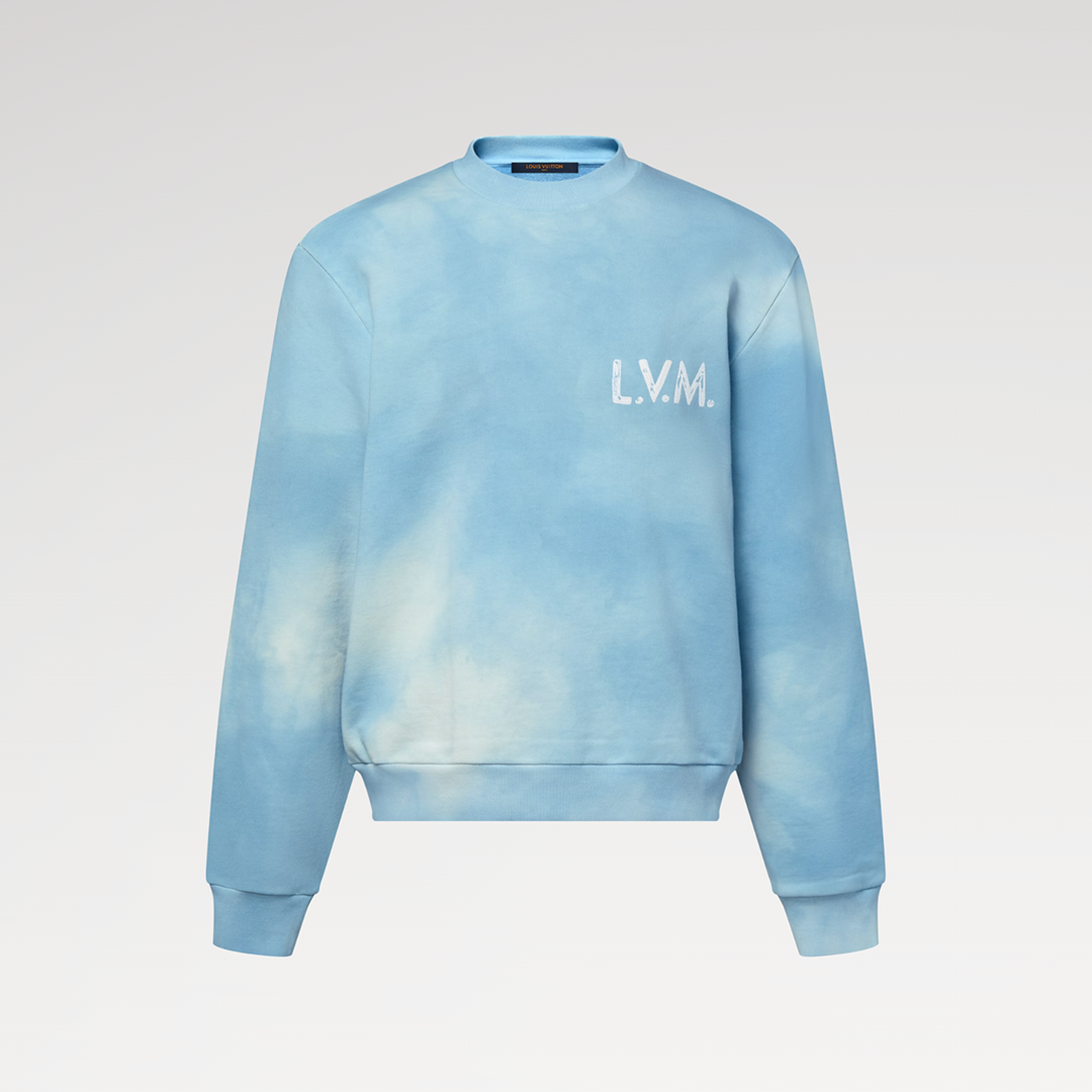 1AJUZY Tie-Dye Sweatshirt 100% Cotton Pale Blue