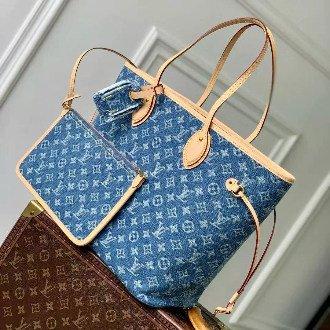 M13192 Neverfull MM Monogram Denim Blue