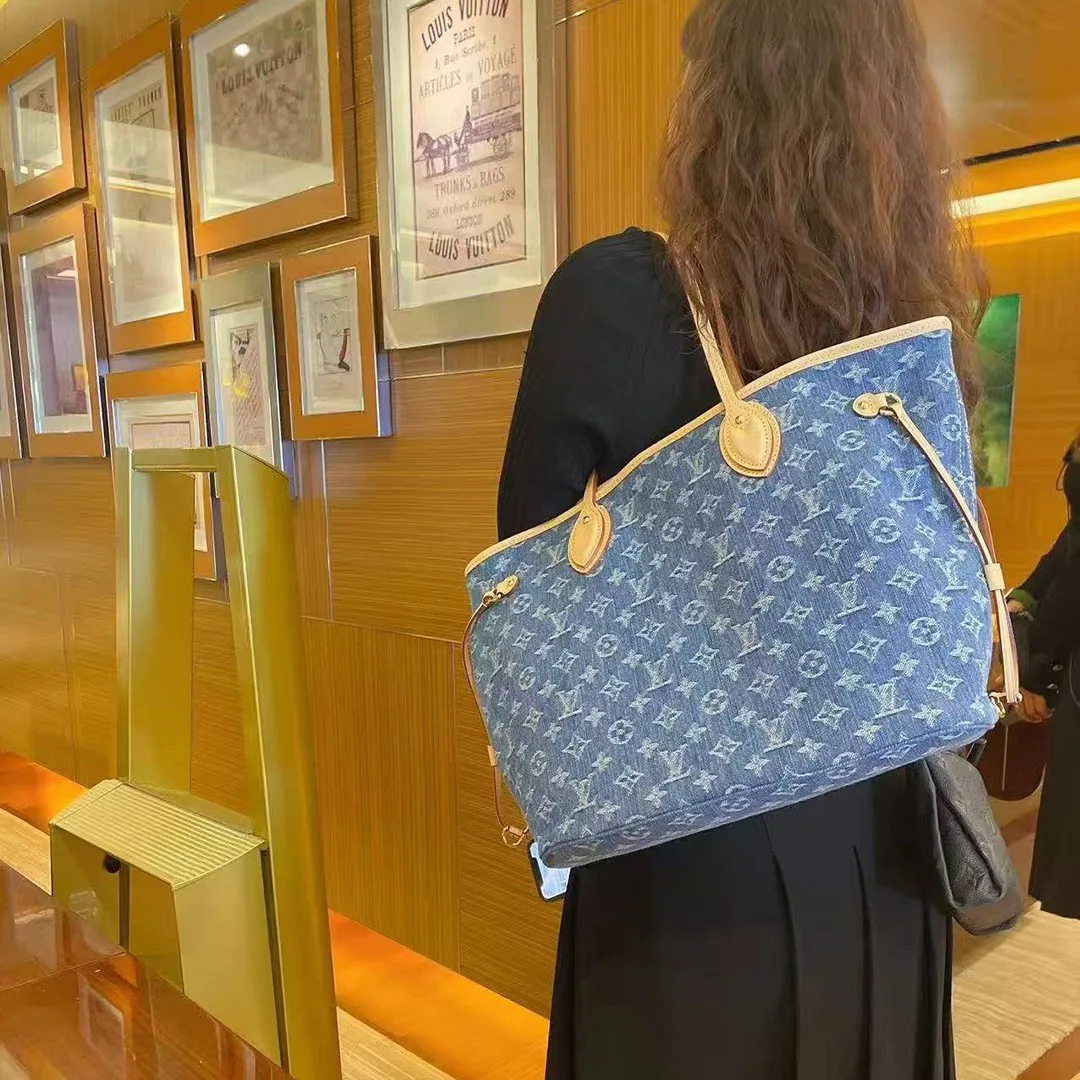 M13192 Neverfull MM Monogram Denim Blue