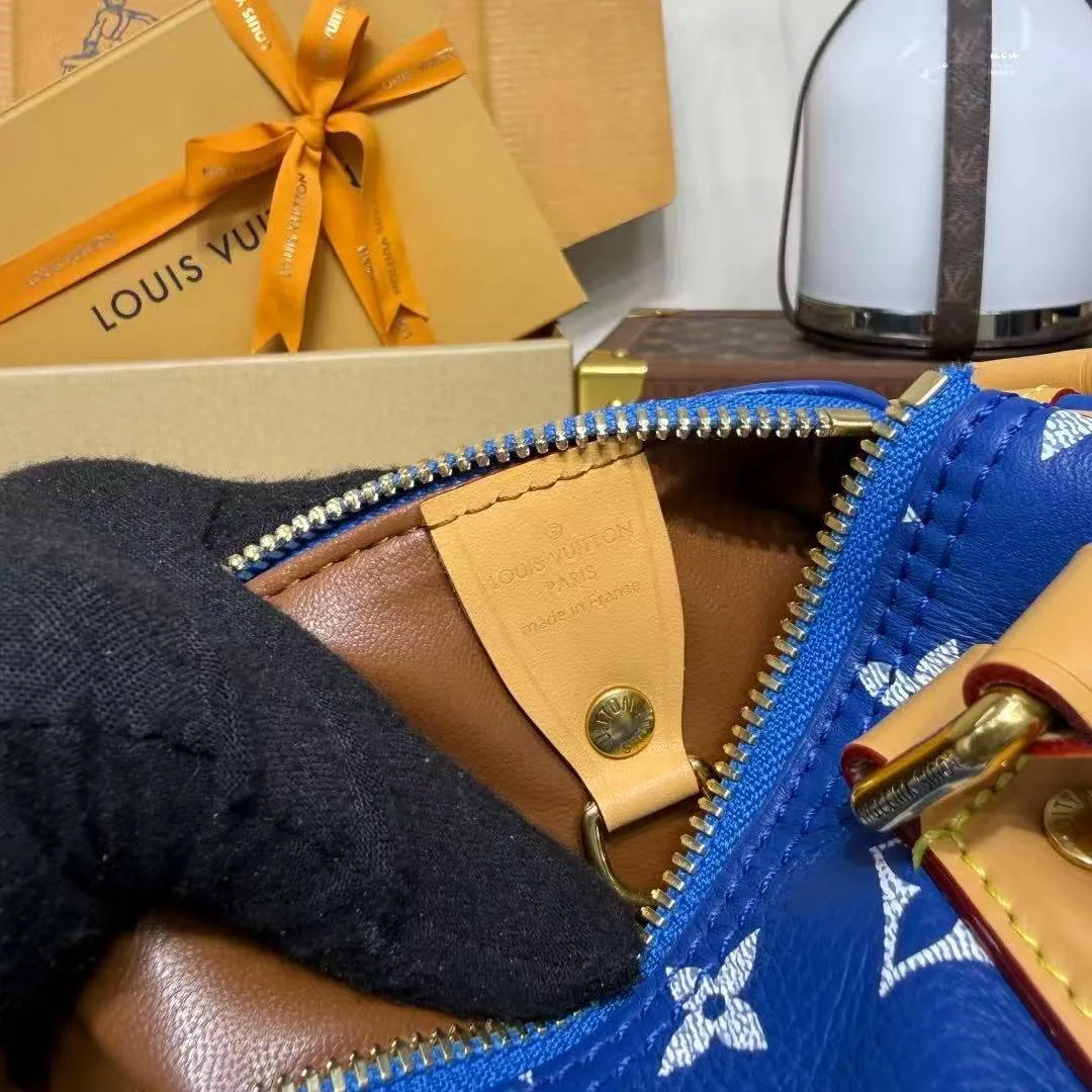 M28185 Speedy P9 Bandoulière 20 Blue Monogram Calfskin Leather