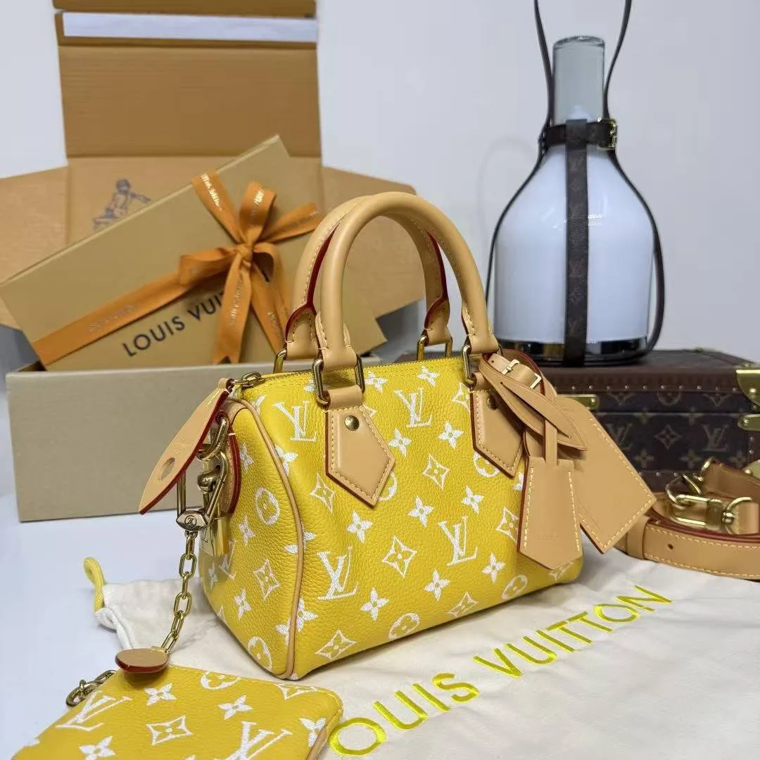 M28186 Speedy P9 Bandoulière 20 Yellow Monogram Calfskin Leather