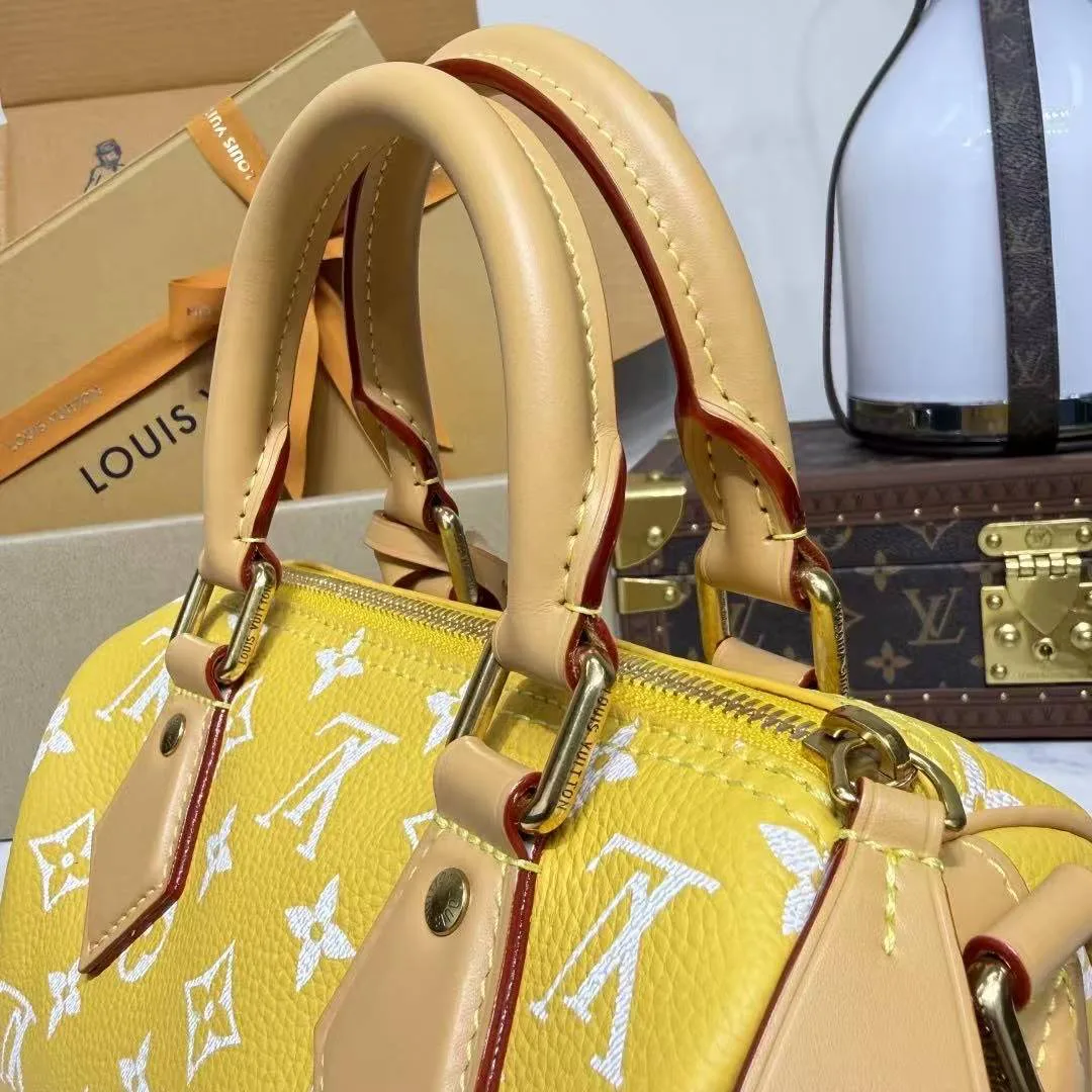 M28186 Speedy P9 Bandoulière 20 Yellow Monogram Calfskin Leather