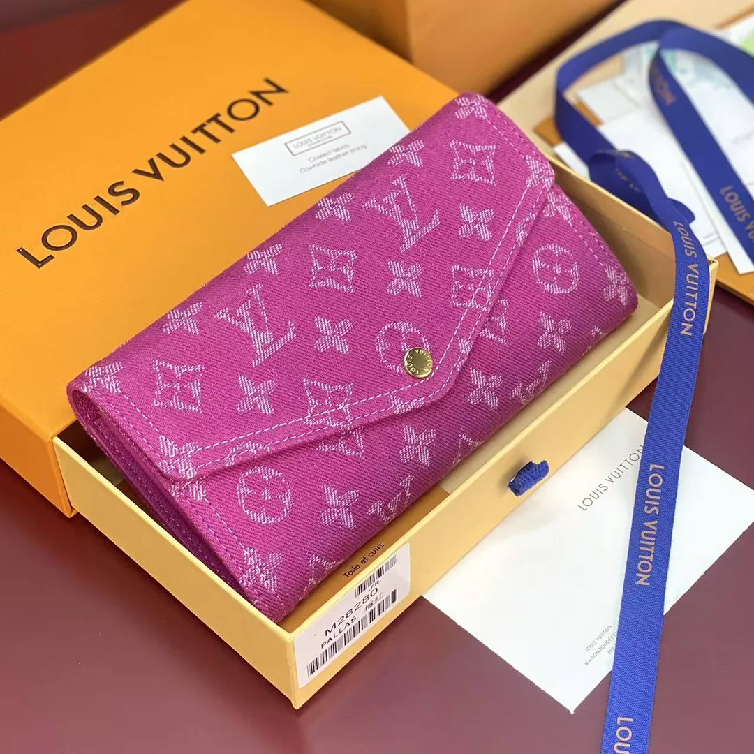 M28280 Sarah Wallet Monogram Fuchsia Denim