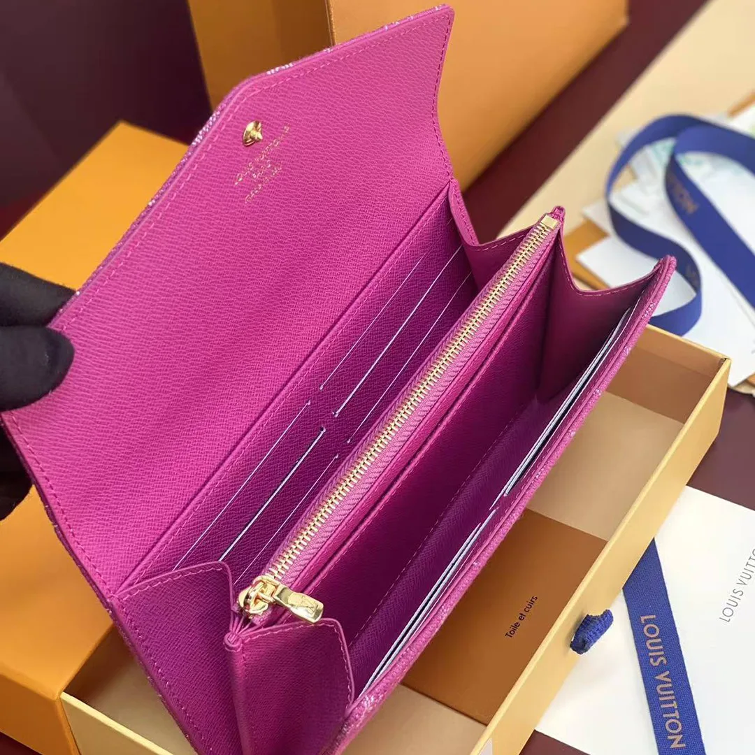 M28280 Sarah Wallet Monogram Fuchsia Denim