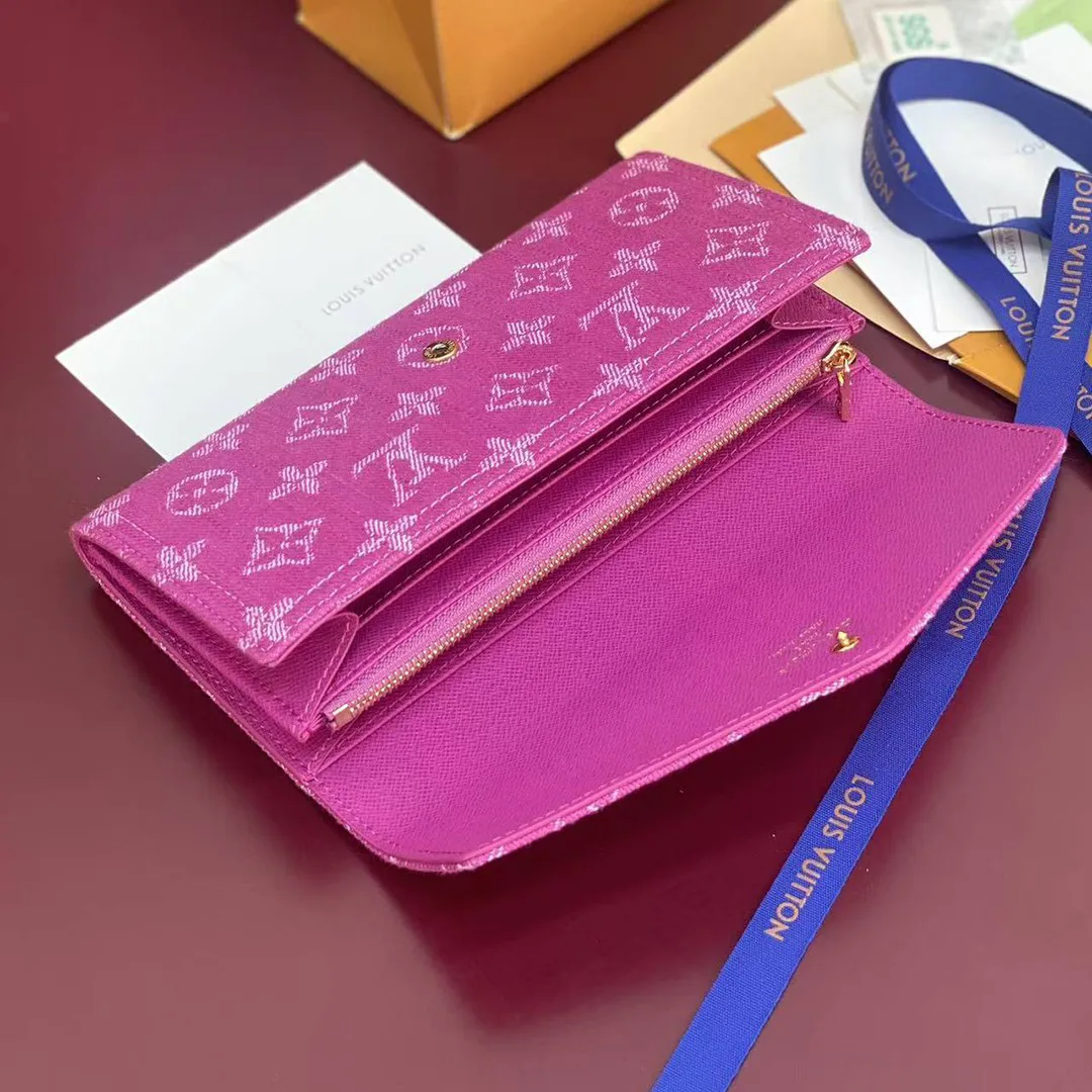 M28280 Sarah Wallet Monogram Fuchsia Denim