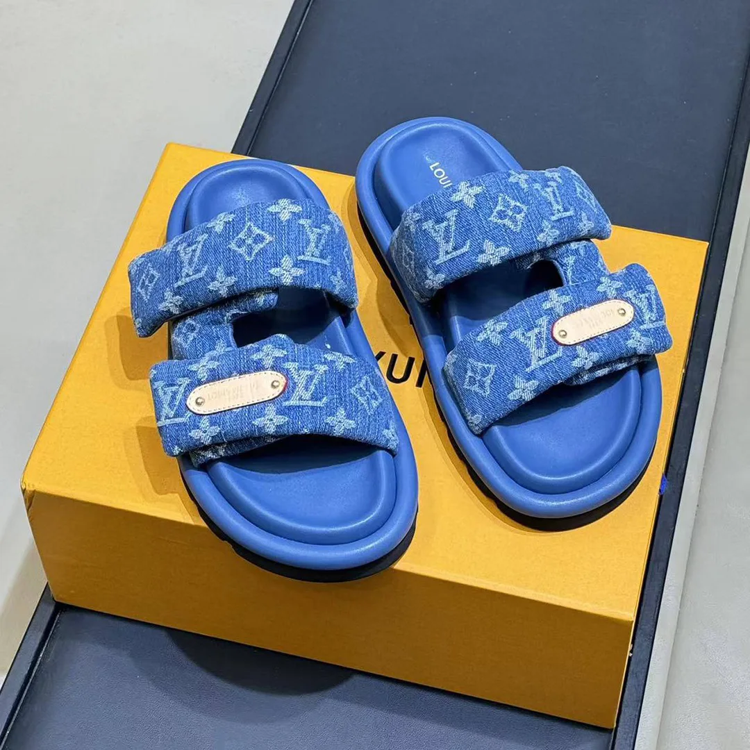 1AJN80 Pool Pillow Comfort Mule Monogram Denim