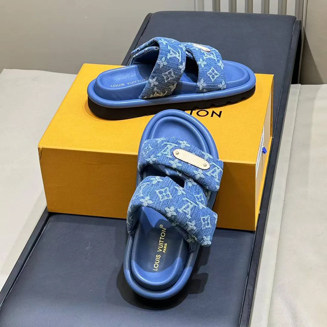 1AJN80 Pool Pillow Comfort Mule Monogram Denim