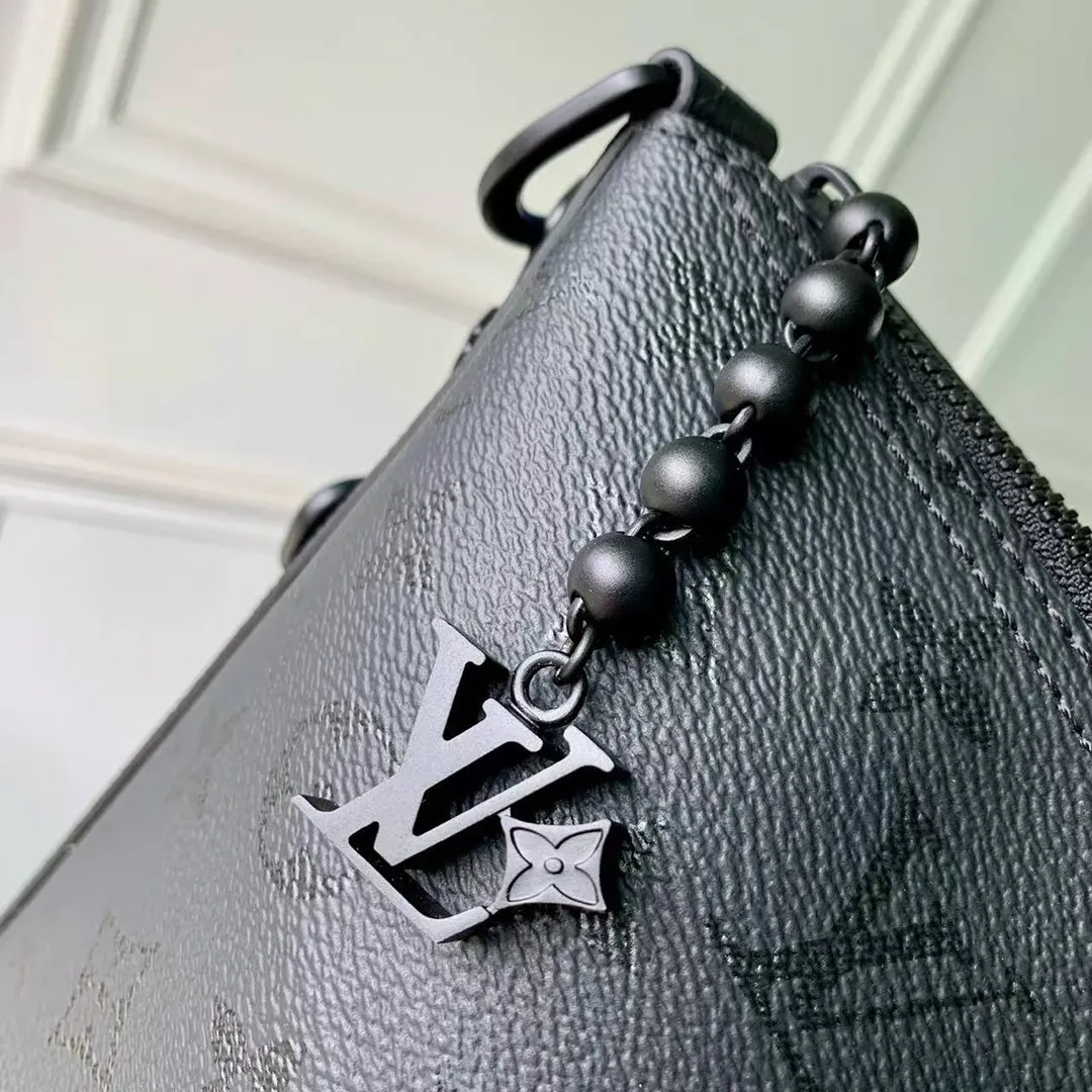 M27856 Vagabon Hobo Bag Black Monogram Midnight Coated Canvas