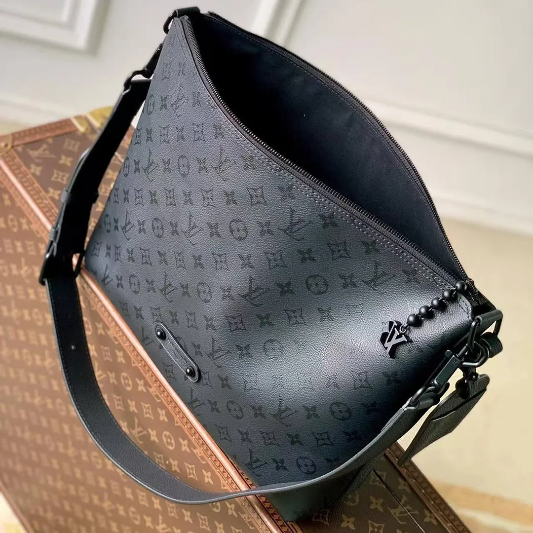 M27856 Vagabon Hobo Bag Black Monogram Midnight Coated Canvas
