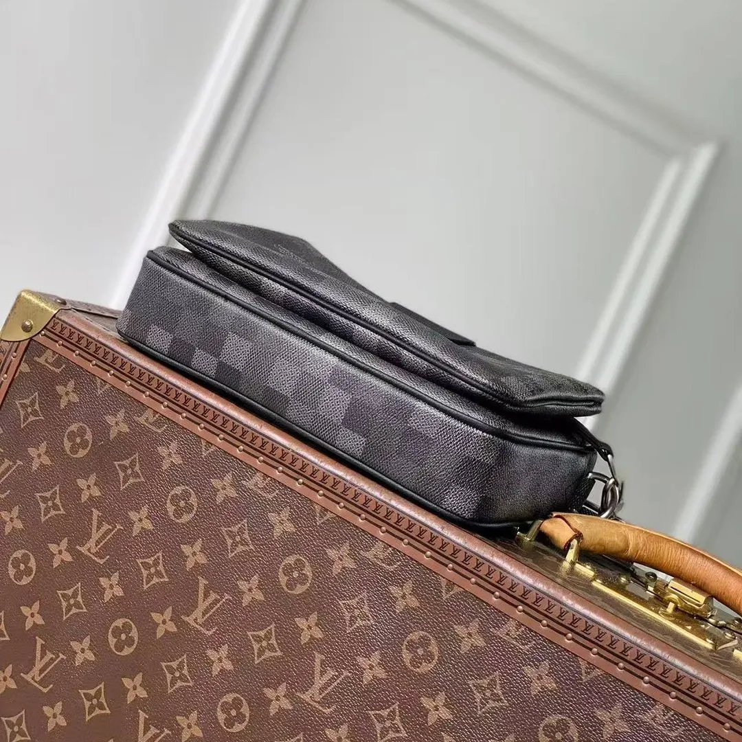M28602 Trio Messenger Black Damouflage Coated Canvas