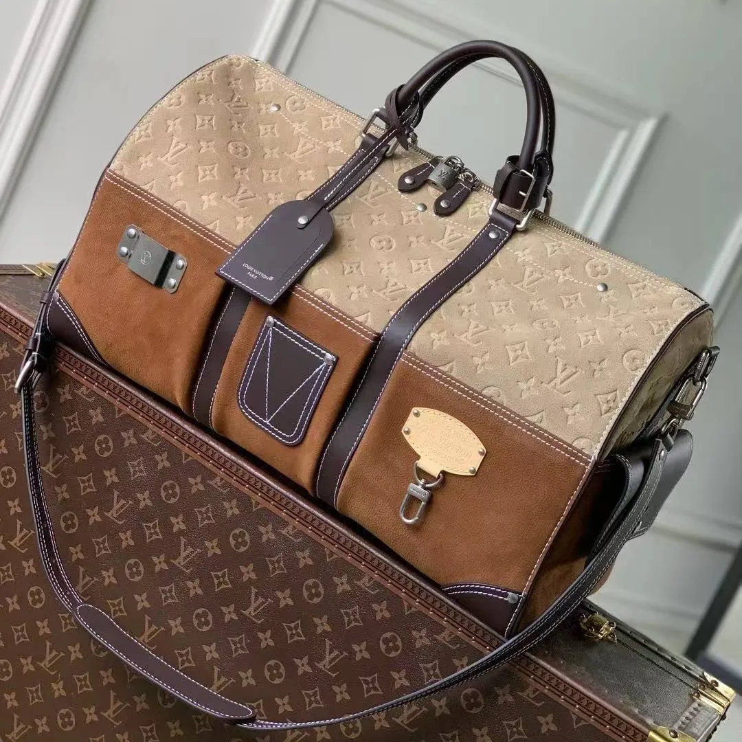 M26127 Keepall Bandoulière 50 Tan Monogram Suede Leather