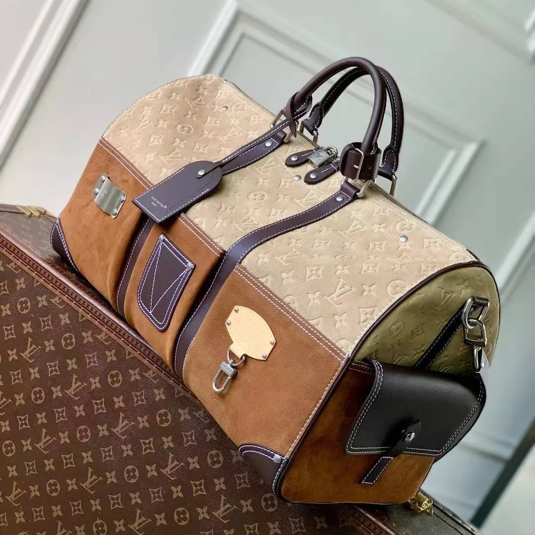 M26127 Keepall Bandoulière 50 Tan Monogram Suede Leather