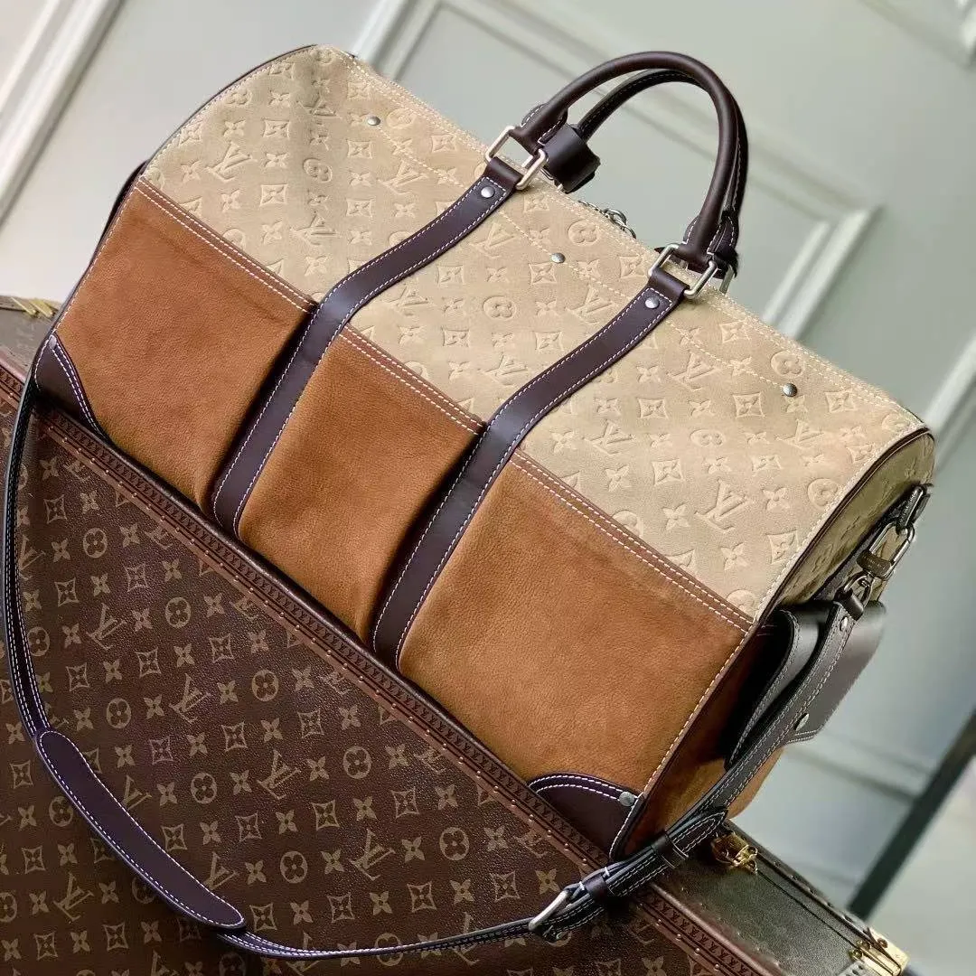 M26127 Keepall Bandoulière 50 Tan Monogram Suede Leather