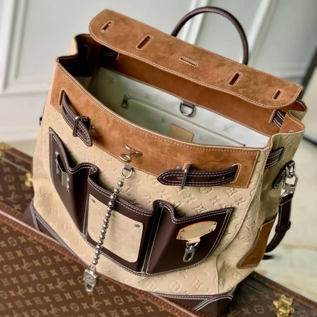 M26019 Steamer 40 Tan Monogram Suede Leather