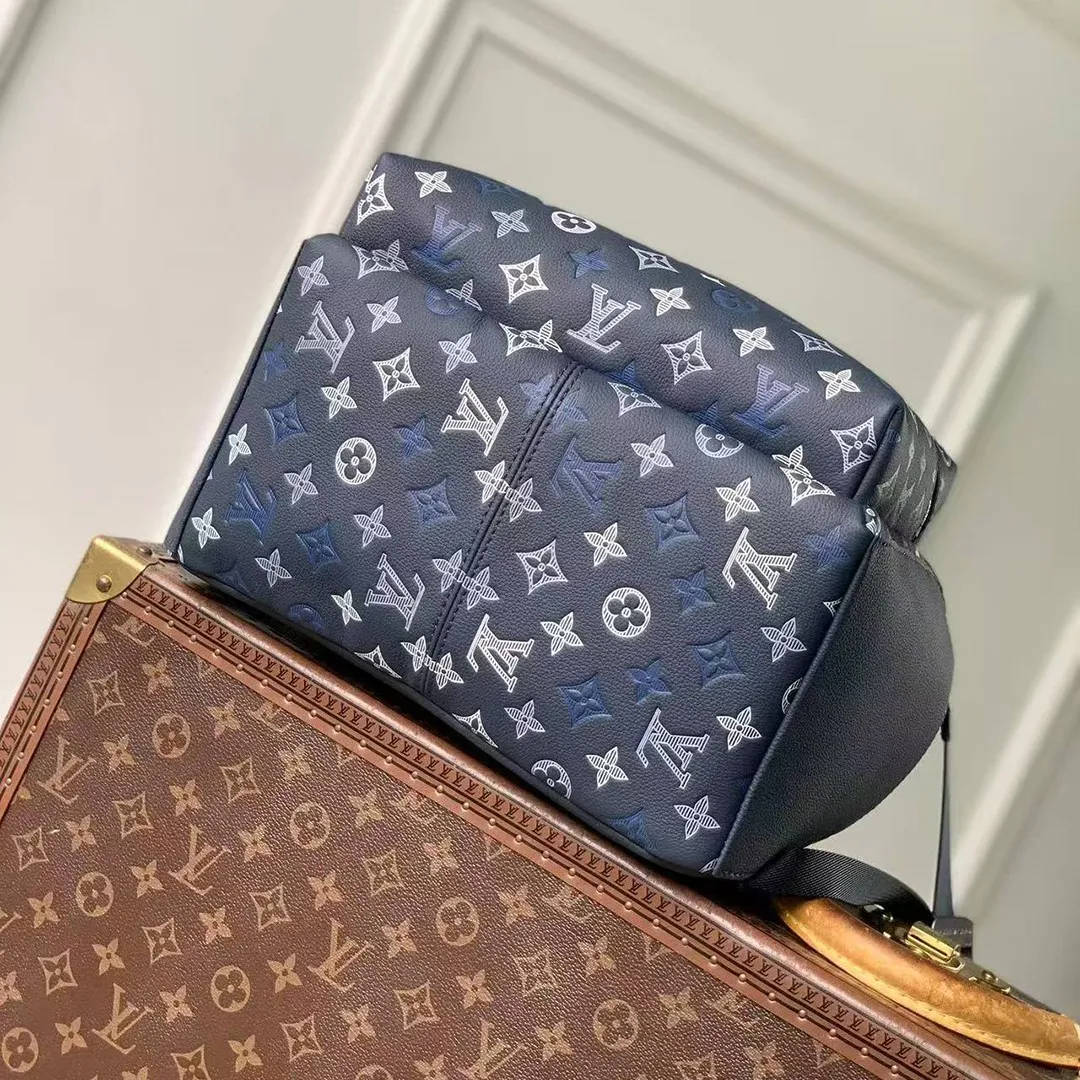 M28575 Discovery Backpack PM Navy Blue Monogram Shadow Calfskin Leather