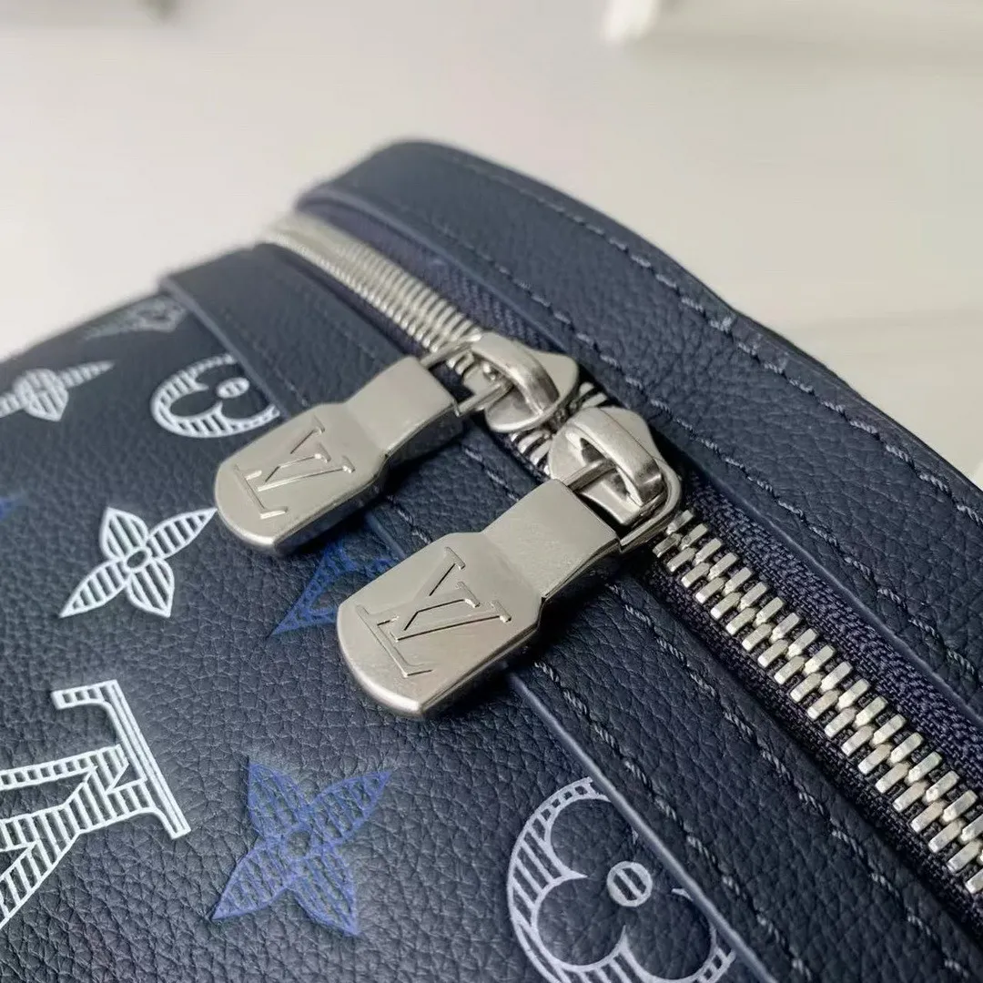 M28575 Discovery Backpack PM Navy Blue Monogram Shadow Calfskin Leather