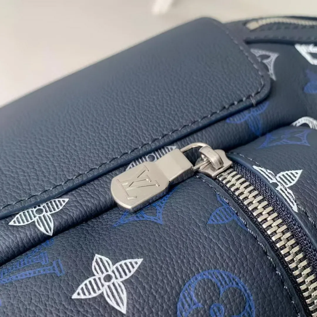 M28575 Discovery Backpack PM Navy Blue Monogram Shadow Calfskin Leather
