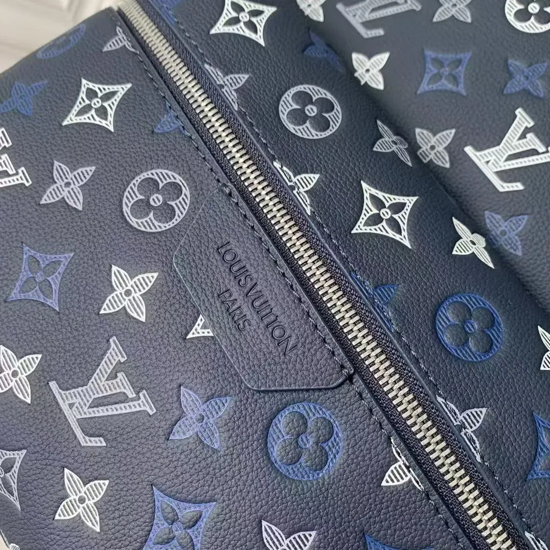 M28575 Discovery Backpack PM Navy Blue Monogram Shadow Calfskin Leather