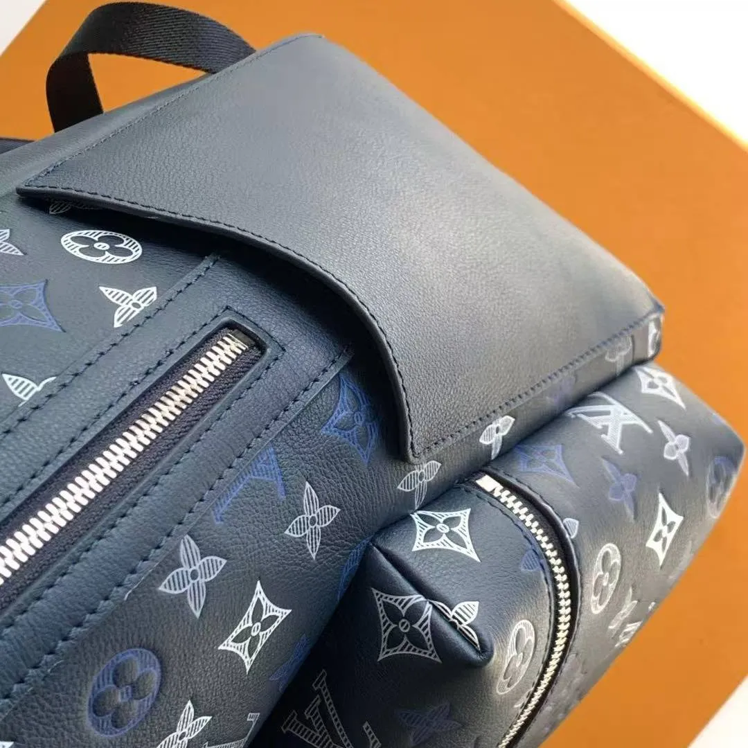 M28575 Discovery Backpack PM Navy Blue Monogram Shadow Calfskin Leather