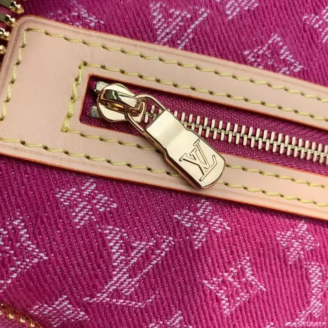 M27944 Keepall Bandoulière 45 Fuchsia Denim Monogram Denim