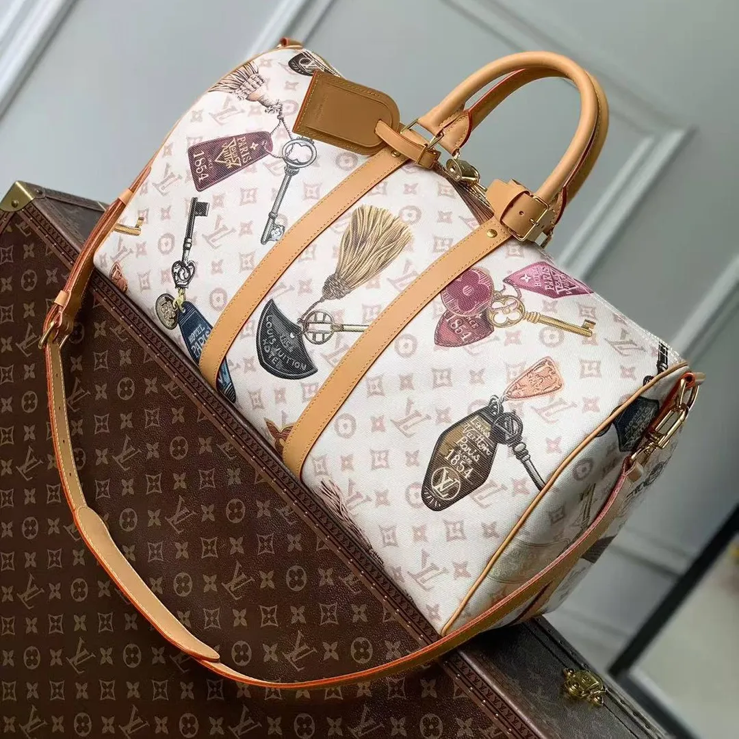 M28780 Keepall Bandoulière 45 Monogram Dune Coated Canvas