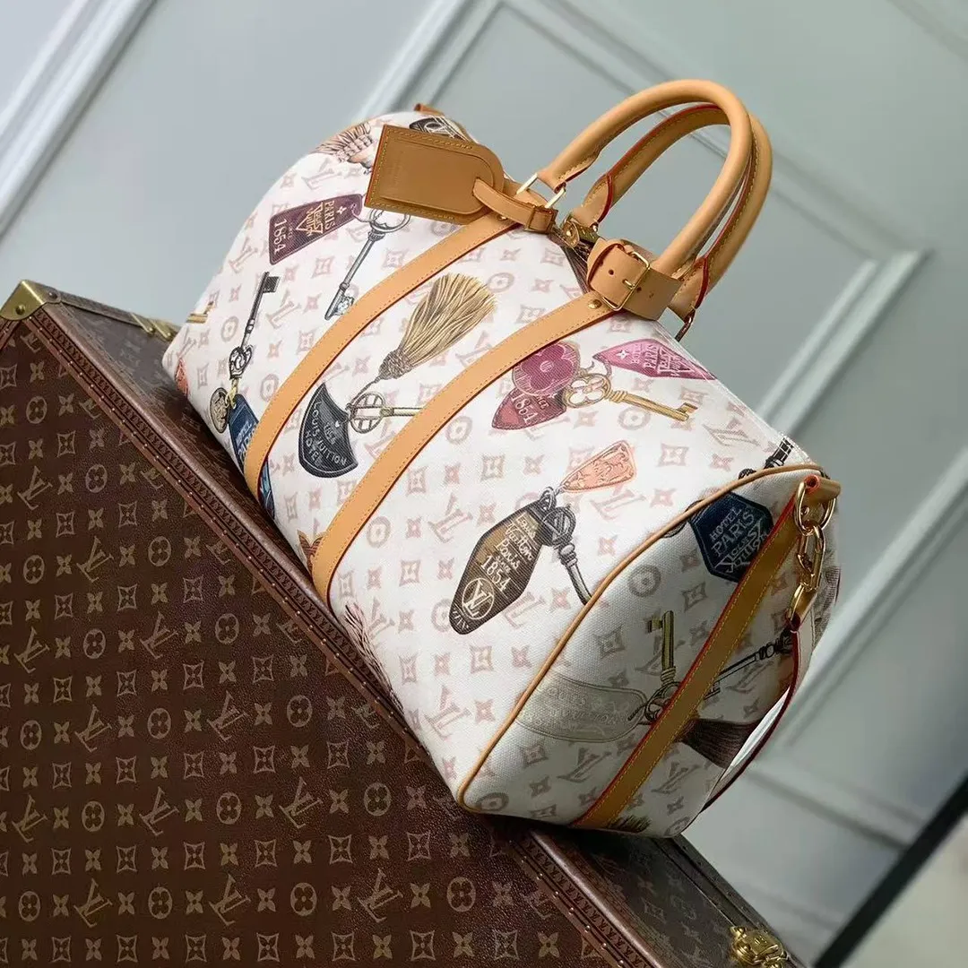 M28780 Keepall Bandoulière 45 Monogram Dune Coated Canvas